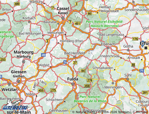 Kaart MICHELIN Hersfeld-Rotenburg - ViaMichelin