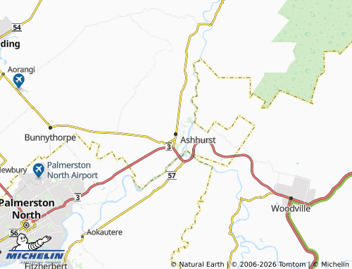 Mapa MICHELIN Ashhurst - ViaMichelin