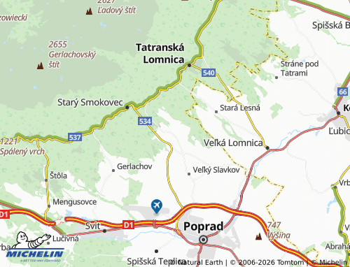 Kaart MICHELIN Nová Lesná - ViaMichelin
