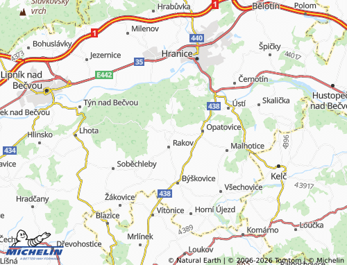 Kaart MICHELIN Paršovice - ViaMichelin