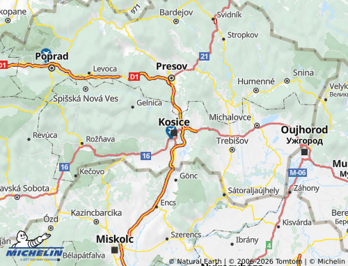 Mappa MICHELIN Košický kraj - ViaMichelin