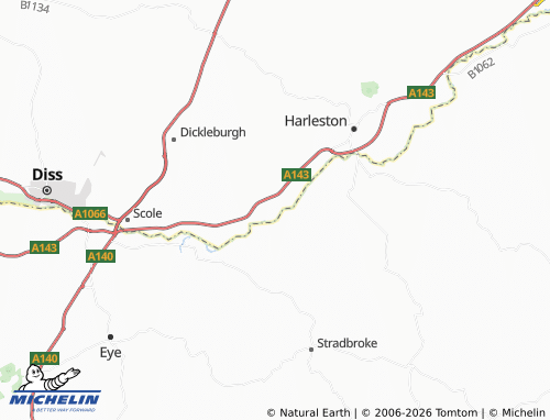 Carte MICHELIN Brockdish - ViaMichelin