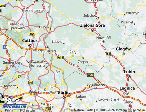 MICHELIN Żarski map - ViaMichelin
