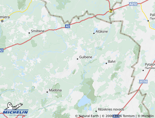 MICHELIN Gulbenes novads map - ViaMichelin