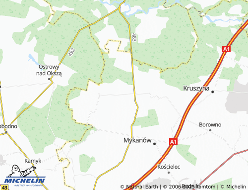 MICHELIN Cykarzew Północny map - ViaMichelin