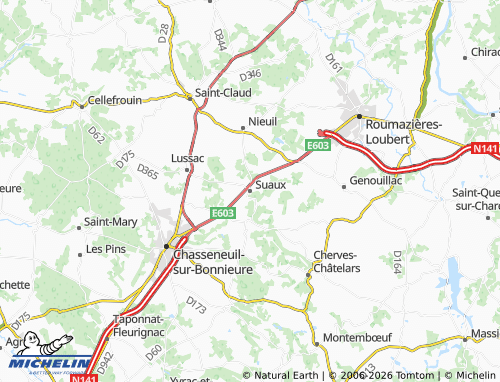 Mapa MICHELIN Suaux - ViaMichelin