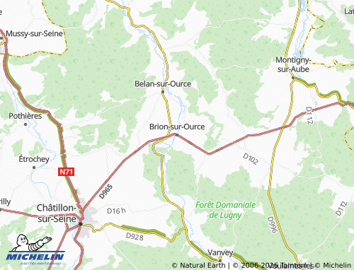 Kaart MICHELIN Brion-sur-Ource - ViaMichelin