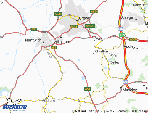 Mappa MICHELIN Wybunbury - ViaMichelin
