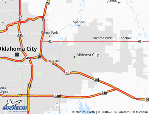 Kaart MICHELIN Midwest City - ViaMichelin