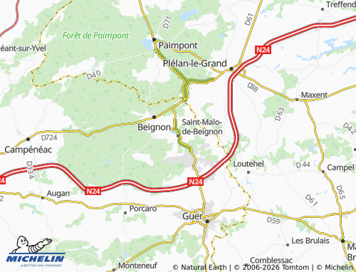 Mappa MICHELIN Saint-Malo-de-Beignon - ViaMichelin