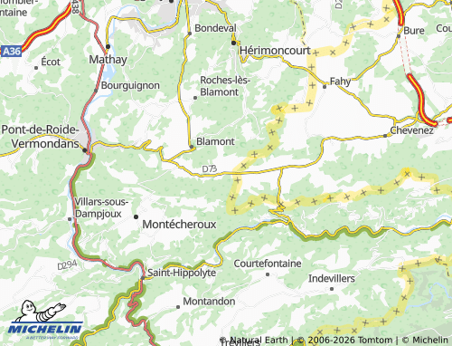 Mappa MICHELIN Villars-lès-Blamont - ViaMichelin