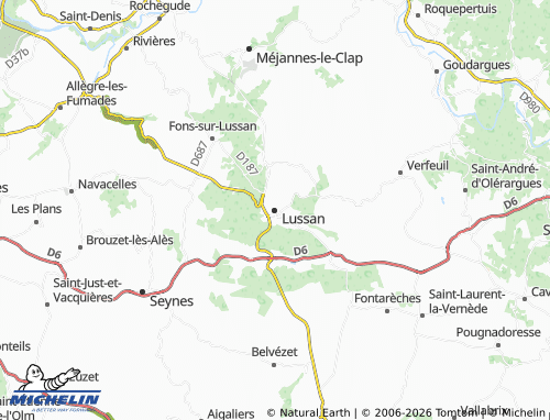 Mappa MICHELIN Lussan - ViaMichelin