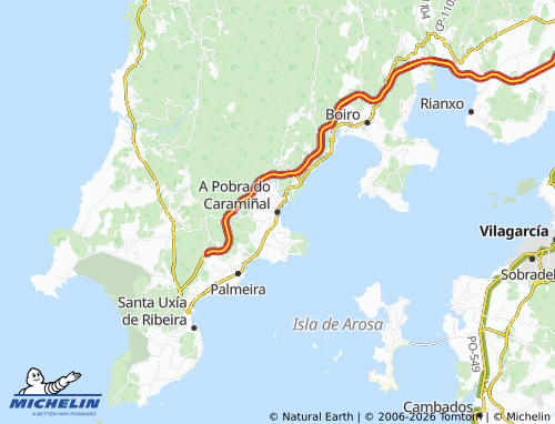 MICHELIN-Landkarte A Pobra do Caramiñal - ViaMichelin