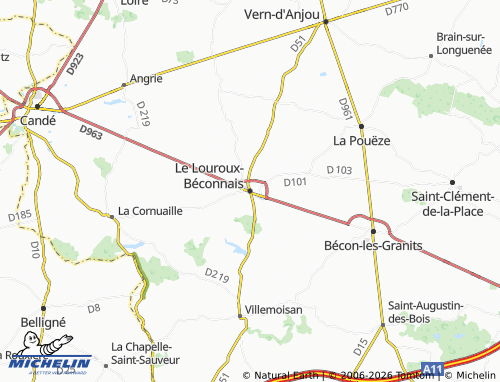 Carte MICHELIN Le Louroux-Béconnais - ViaMichelin