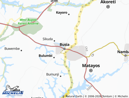 MICHELIN Busia map - ViaMichelin