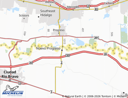 MICHELIN Nuevo Progreso Centro map - ViaMichelin