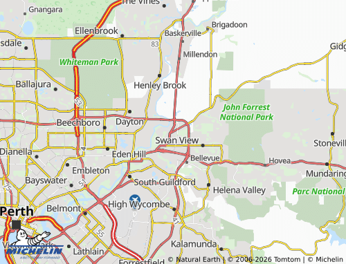 Mapa MICHELIN Middle Swan - ViaMichelin