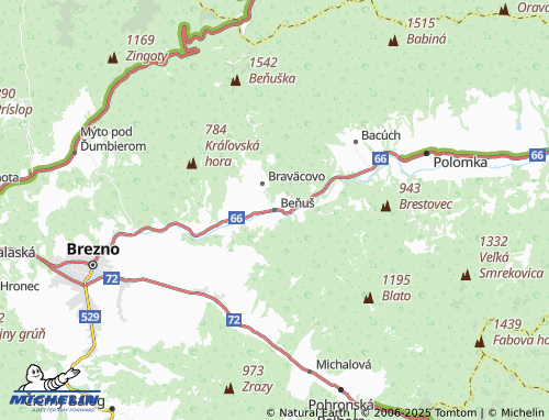 MICHELIN Beňuš map - ViaMichelin