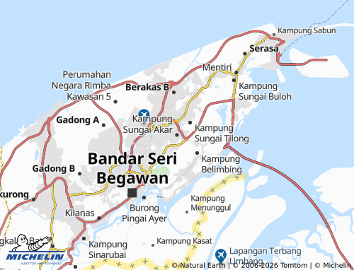 Kaart MICHELIN Kampung Sungai Akar - ViaMichelin