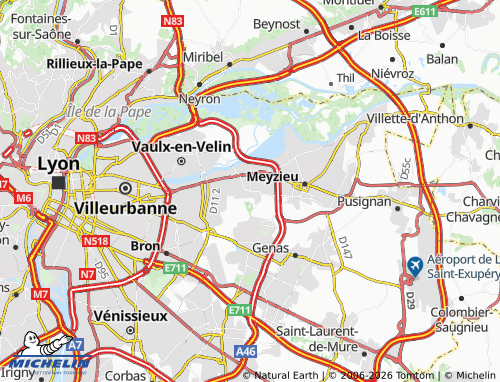 Carte MICHELIN Décines-Charpieu - ViaMichelin