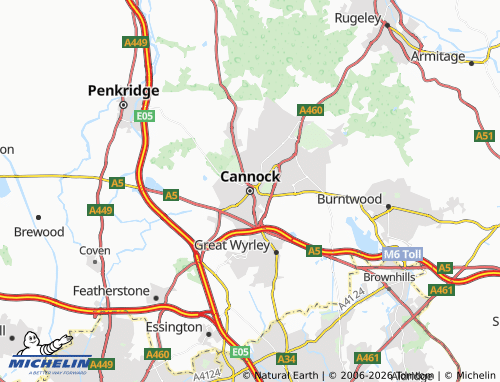 Mappa MICHELIN Cannock - ViaMichelin