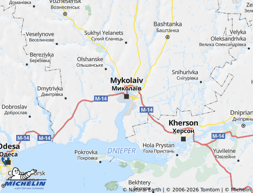 Mappa MICHELIN Oblast di Mykolaïv - ViaMichelin