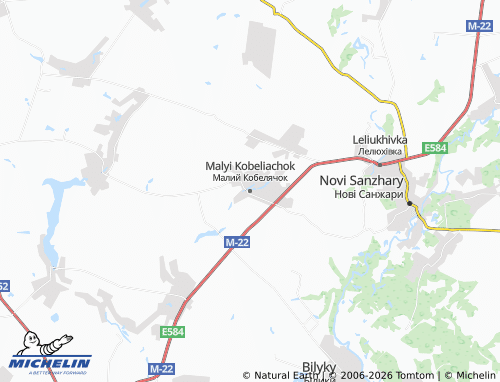 MICHELIN Malyi Kobeliachok map - ViaMichelin