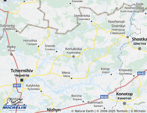 MICHELIN-Landkarte Koriukivskyi raion - ViaMichelin