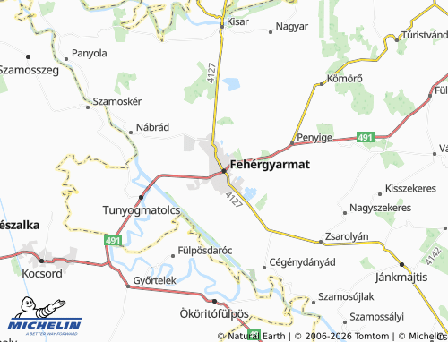 MICHELIN Fehérgyarmat map - ViaMichelin