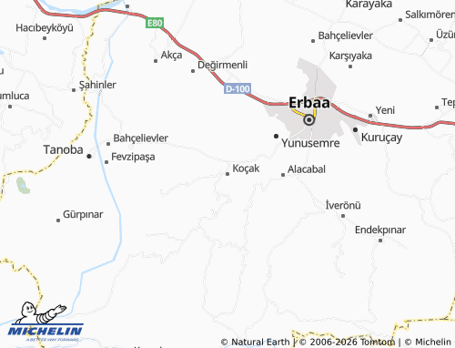 MICHELIN Koçak map - ViaMichelin