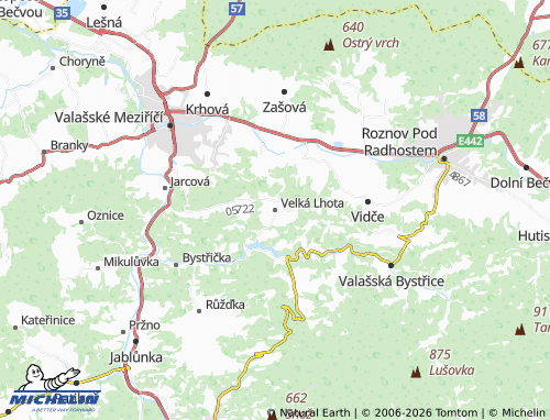 Mappa MICHELIN Velká Lhota - ViaMichelin