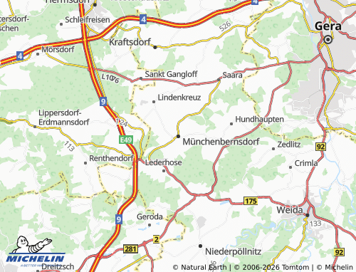 Kaart MICHELIN Münchenbernsdorf - ViaMichelin