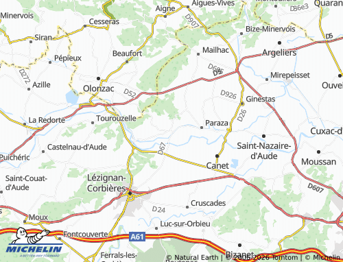 Mapa MICHELIN Roubia - ViaMichelin