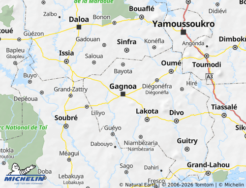 MICHELIN-Landkarte Gôh-Djiboua - ViaMichelin