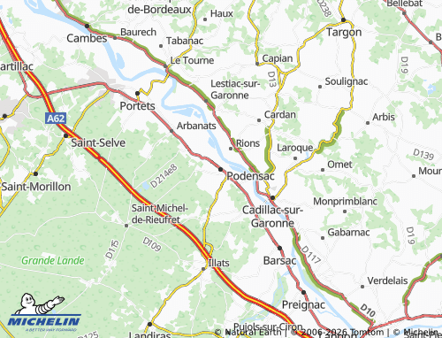 Carte MICHELIN Podensac - ViaMichelin