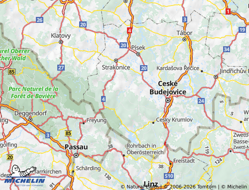 Kaart MICHELIN Prachatice - ViaMichelin