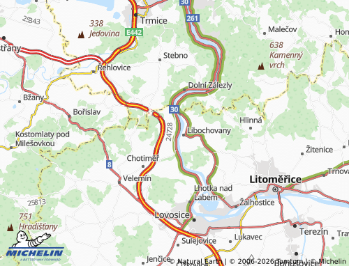 Mappa MICHELIN Prackovice nad Labem - ViaMichelin