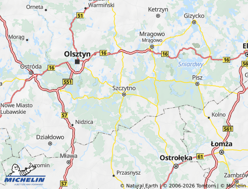 MICHELIN Szczycieński map - ViaMichelin