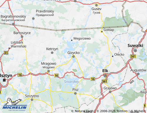 MICHELIN Giżycki map - ViaMichelin
