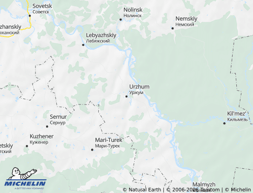 MICHELIN-Landkarte Urschumski Rajon - ViaMichelin