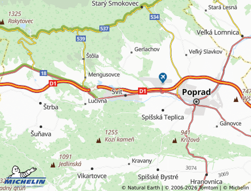 MICHELIN Svit map - ViaMichelin