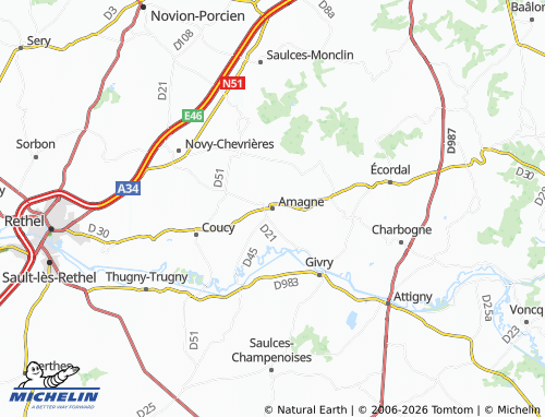 Mapa MICHELIN Amagne - ViaMichelin