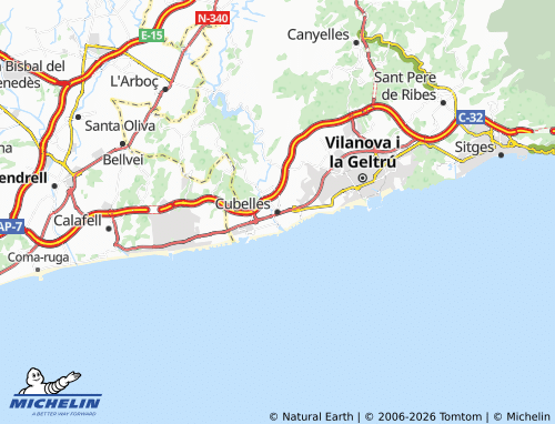 Carte MICHELIN Cubelles - ViaMichelin