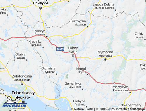 MICHELIN Lubenskyi raion map - ViaMichelin