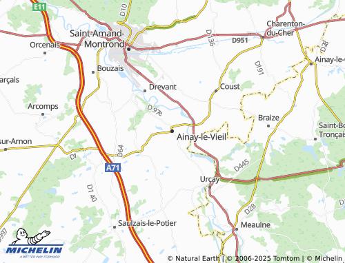 MICHELIN Ainay-le-Vieil map - ViaMichelin