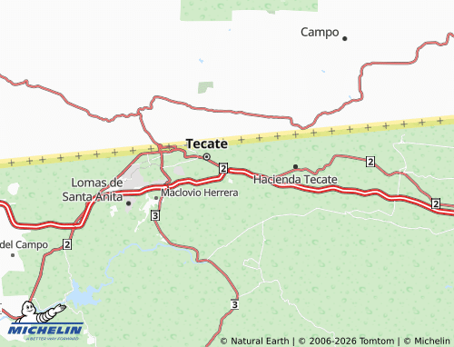 Mapa MICHELIN Popular Laderas de Tecate - ViaMichelin