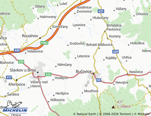 Mapa MICHELIN Letonice - ViaMichelin