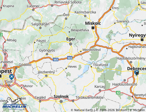 Mapa MICHELIN Füzesabonyi járás - ViaMichelin