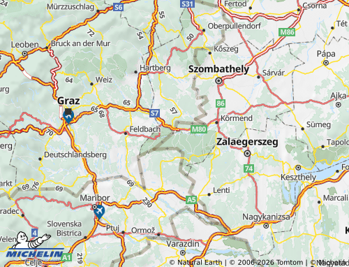 Mapa MICHELIN Szentgotthárdi járás - ViaMichelin
