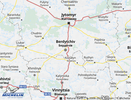 MICHELIN Berdychivskyi raion map - ViaMichelin